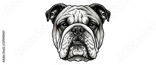 Bulldog Face Sketch Isolated Transparent Background