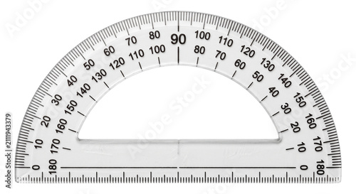 Fotografie Transparent protractor with clear markings for measuring angles and lengths