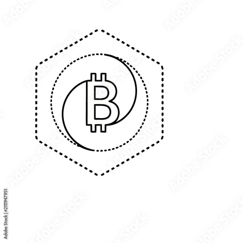 Bitcoin Symbol in Hexagon Outline