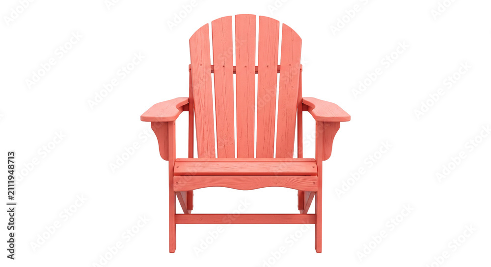 Obraz premium Coral Adirondack chair for outdoor relaxation and garden seating