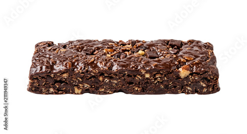 Foto Rich chocolate brownie bar with nuts and oats, a decadent sweet treat