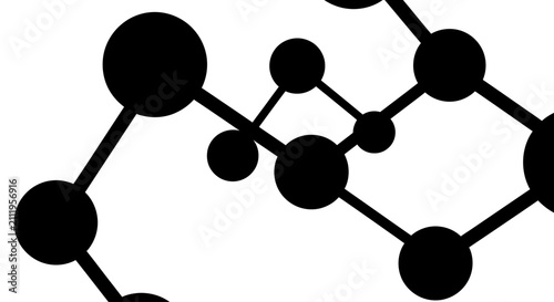 Abstract black and white molecular network pattern.