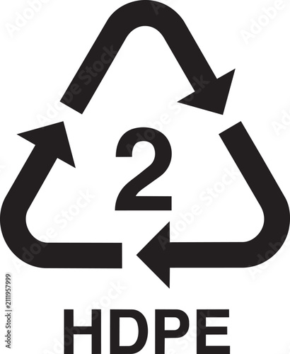 HDPE plastic recycling symbol type 2 high-density polyethylene a flat vector icon for environmental awareness product labeling and waste management isolated on white