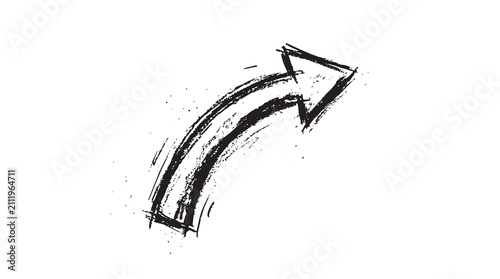 Rough Charcoal Sketch Vector Featuring A Curved Directional Arrow Symbol With Textured Black Ink Strokes On A Pure White Isolated Background Representing Growth Progress And Navigation Concept Design