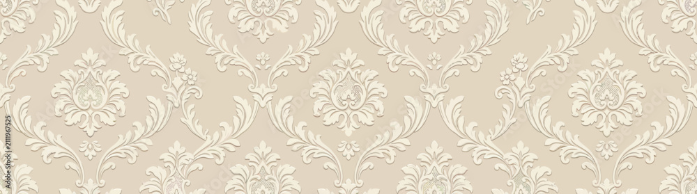 Fototapeta premium Elegant Damask Pattern on Beige Textured Background