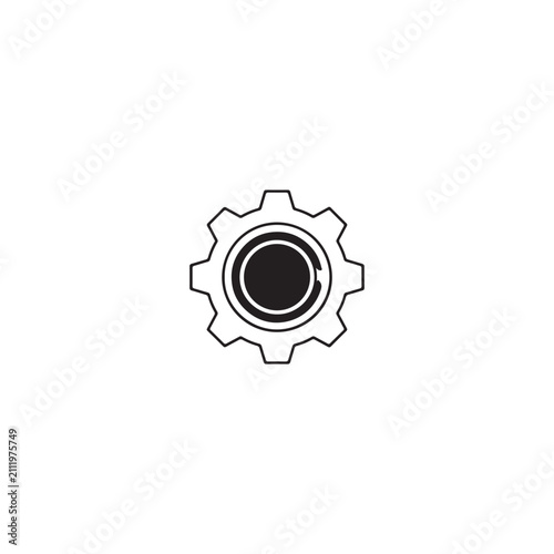 Gear settings icon representing mechanical configuration or system tools with settings mechanic configuration technical engineering industry industrial maintenance graphics interface