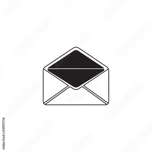 Open envelope icon representing mail delivery and communication with envelope communication delivery correspondence minimalist isolated stationery document business notification information