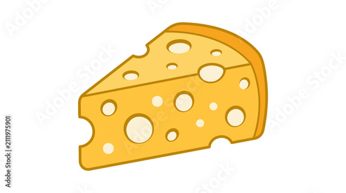 Foto A single slice of Swiss cheese with holes on a white background.