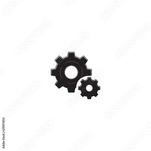 Interlocking gears mechanical process icon with mechanism mechanical engineering industry operation technology minimalist connection interlock maintenance automation manufacturing business