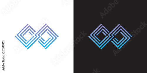 Canvastavla Abstract geometric infinity line logo vector design modern blue gradient technol