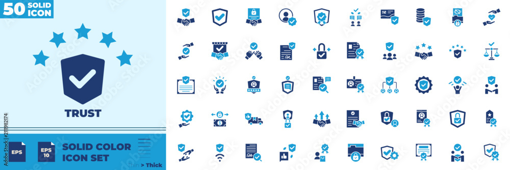 Photos Trust Solid Color Editable Icons set