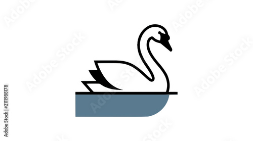 Trumpeter swan flat vector illustration cute cartoon icon design