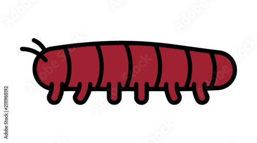Velvet worm flat vector illustration cute cartoon icon design
