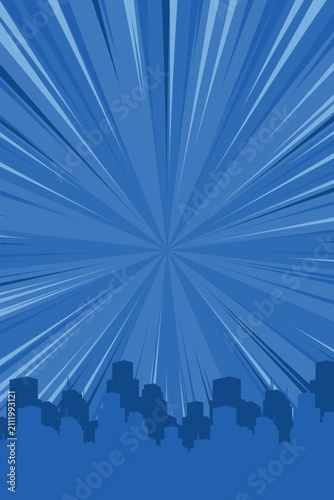 Superhero City Blue Comic Radial Background