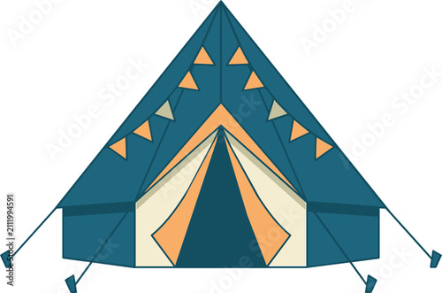 Blue and Orange Camping Tent for Outdoor Adventure and Recreation.