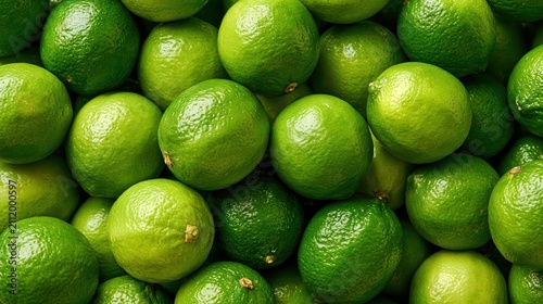 Fresh Green Limes Background Full Frame Close Up