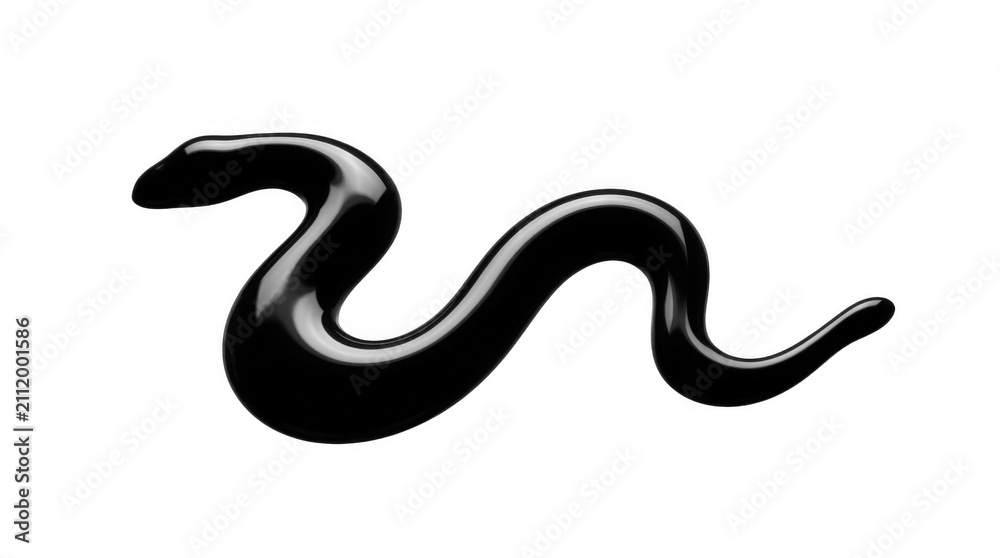 Obraz premium Abstract black liquid wave isolated on transparent background glossy paint splash.