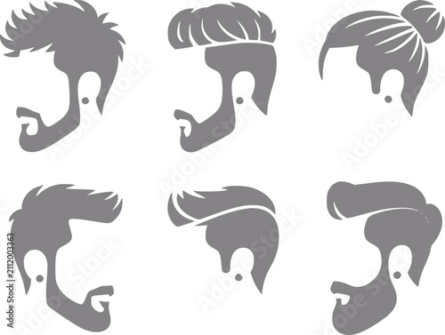 Quadro su tela Una colección de peinados masculinos modernos y estilos de barba que presentan v
