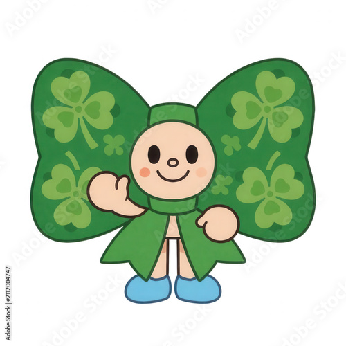 Cheerful Shamrock Butterfly Character Isolated