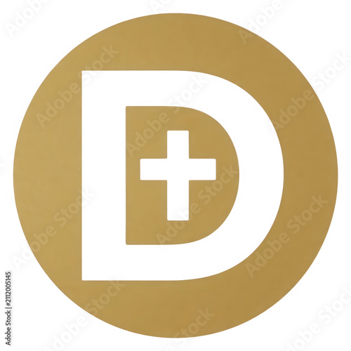 Gold Letter D with Plus Sign Transparent Background
