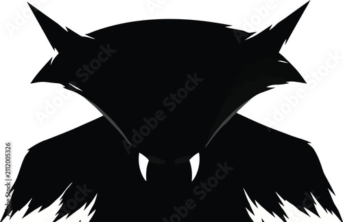 Scary werewolf silhouette head with sharp fangs for Halloween mascot logo vector illustration