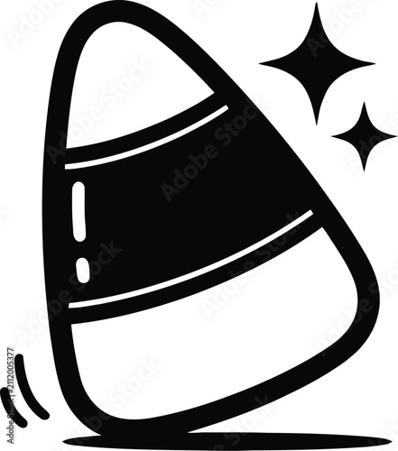 Cute Halloween candy corn vector icon illustration with sparkles isolated on white background