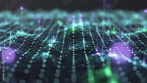 Abstract digital landscape with glowing nodes and interconnected data lines