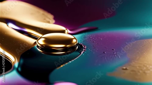 Colorful Iridescent Liquid Metal Macro Animation Dark Background 4K