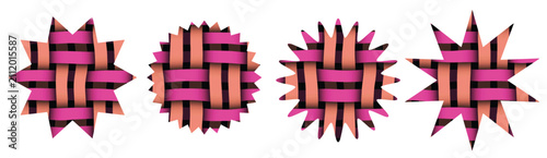 Set of blank colorful starburst icons on white background. Badges and labels various shapes. Vector illustration	