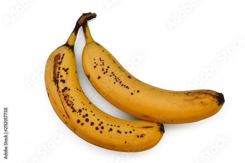 Konstfotografi old black spot banana isolated on a transparent PNG background, white background