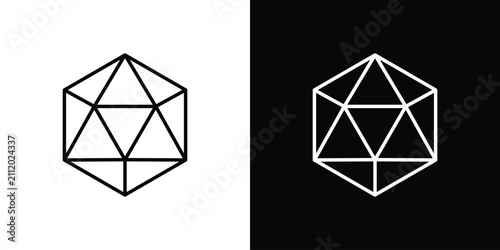 Fotografie Dice d20 icon outline symbol pack