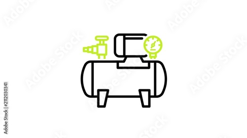 Propane tank attached pressure regulator and gauge for gas system installation demonstration clip.