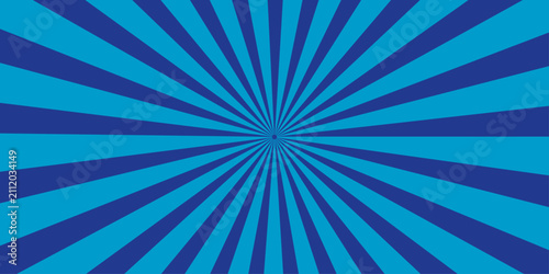 Bild auf Leinwand Vibrant blue radial stripes emanating from a central point create a dynamic, abstract pattern, evoking a sense of energy and movement