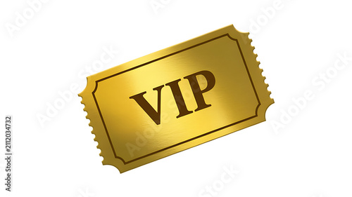 Golden V I P Ticket with Torn Edges isolated on a transparent background VIP ticket golden ticket de