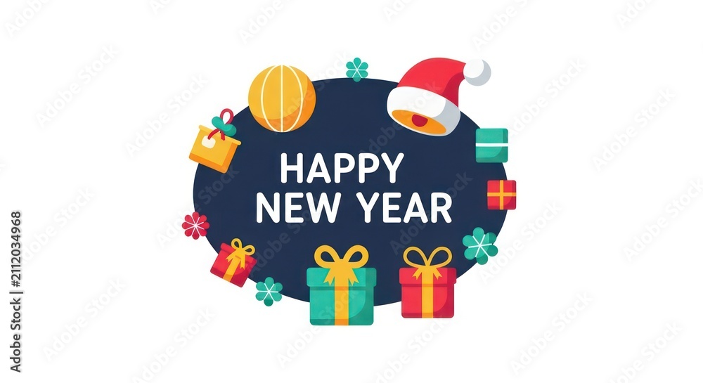 Naklejka premium Happy New Year Celebration Gifts.