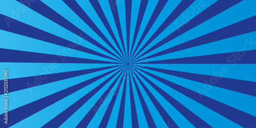 Bild auf Leinwand Radiating beams of light in varying shades of blue emanate from a central point, creating a dynamic and vibrant radial burst pattern