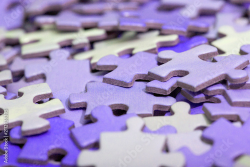 Set of puzzle pieces in colors.