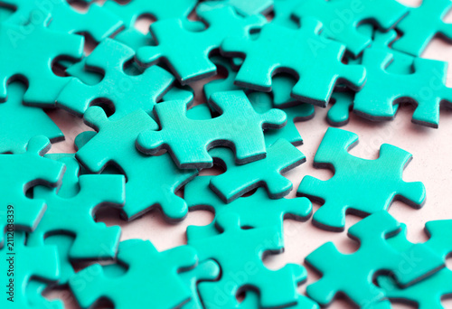Set of puzzle pieces in colors.