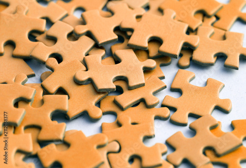 Set of puzzle pieces in colors.