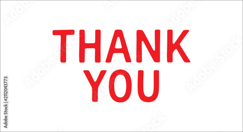Fotografía Red thank you text on a white background a simple typographic composition acknow