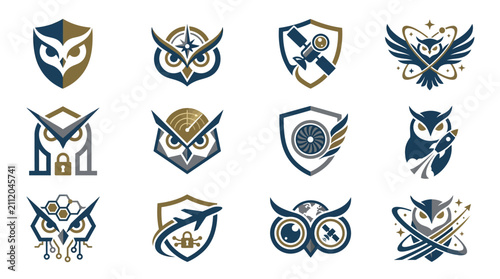 Foto Collection of ornate heraldic shield icons with intricate designs