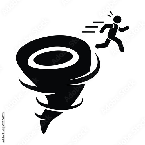 Obraz na plátně Tornado storm with person running for safety quickly
