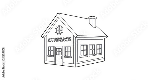 Simple house with chimney and clock.