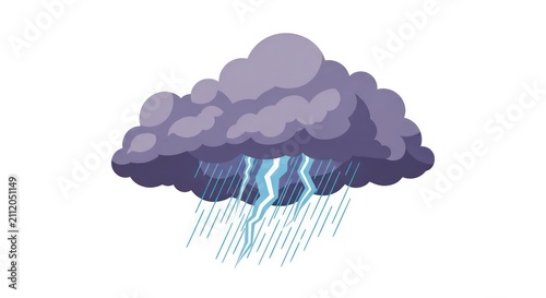 stormy weather with rain and lightning.
