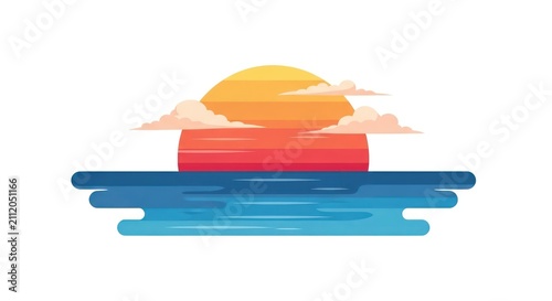 Sunset over water with red object.