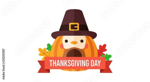 Thanksgiving Day Cartoon Turkey Illustration.
