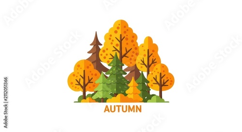 Autumn forest landscape with trees.