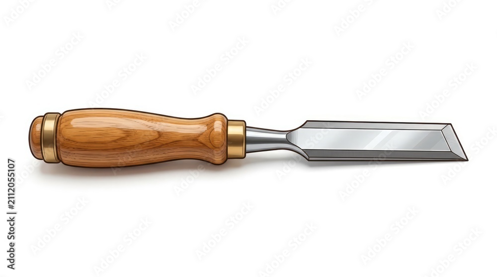 Fototapeta premium Wood Chisel Tool with Polished Handle Cartoon Illustration