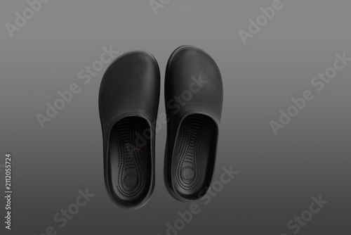 Men's black clogs.
