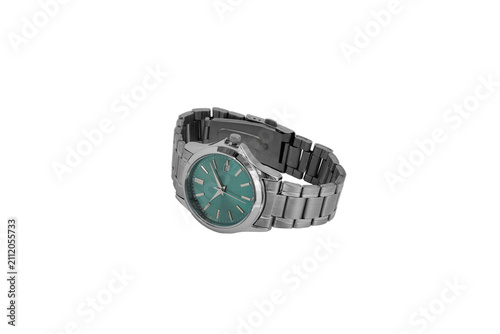 Wristwatch with blue dial.